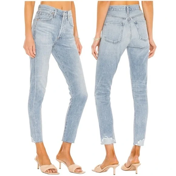 Citizens of Humanity Liya High Rise Crop Jeans Washed Black Size 24 - Picture 13 of 13